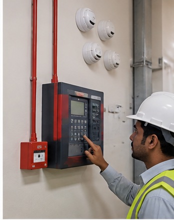Fire alarm system in an Indian facility