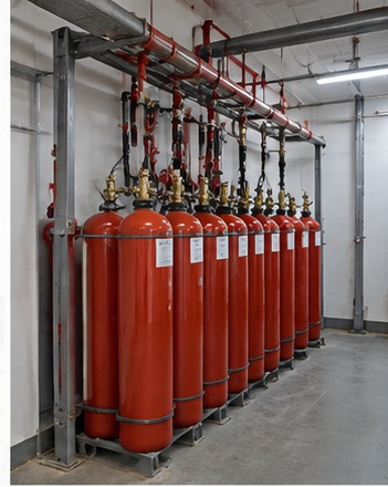 Fire suppression system protecting an electrical room